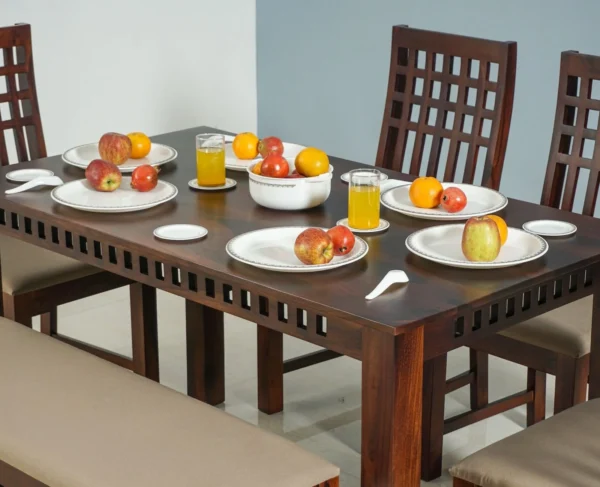 Bogus 6 Seater Dining Set with Bench - Image 2