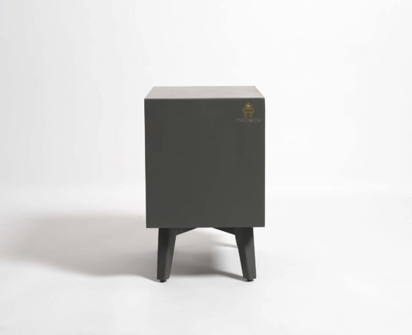 Triag wooden bedside table (Slate Grey) - Image 9