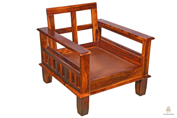 Qwerty 1 Seater Wooden Sofa - Image 6