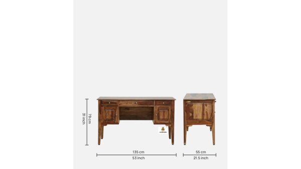 Cubic Study Table (Natural Finish) - Image 10