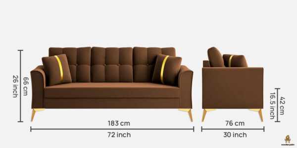 Brasix 3 seater sofa (Velvet, Chestnut Brown) - Image 9