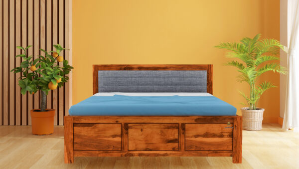 Cousla Sheesham Wood Bed With Box Storage (King Size) - Image 2