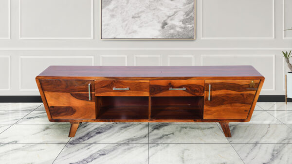 Ville Sheesham wood TV unit with drawers and storage