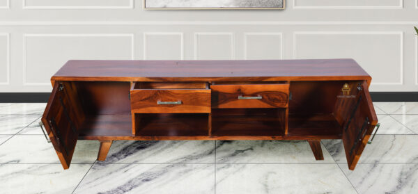 Ville Sheesham wood TV unit with drawers and storage - Image 5