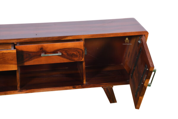 Ville Sheesham wood TV unit with drawers and storage - Image 7