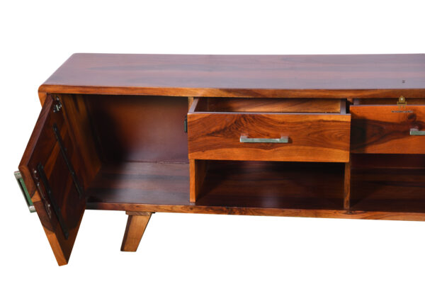 Ville Sheesham wood TV unit with drawers and storage - Image 8