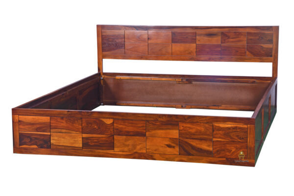 Slabber Sheesham Wood Bed With Box Storage - Image 3