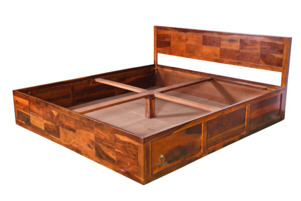 Slabber Sheesham Wood Bed With Box Storage - Image 8