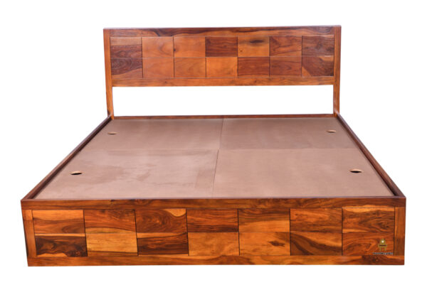 Slabber Sheesham Wood Bed With Box Storage - Image 9