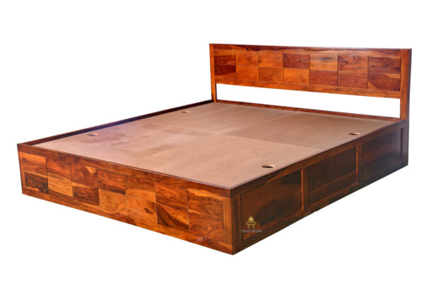 Slabber Sheesham Wood Bed With Box Storage - Image 10