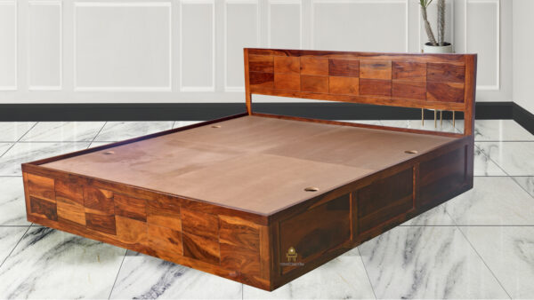 Slabber Sheesham Wood Bed With Box Storage