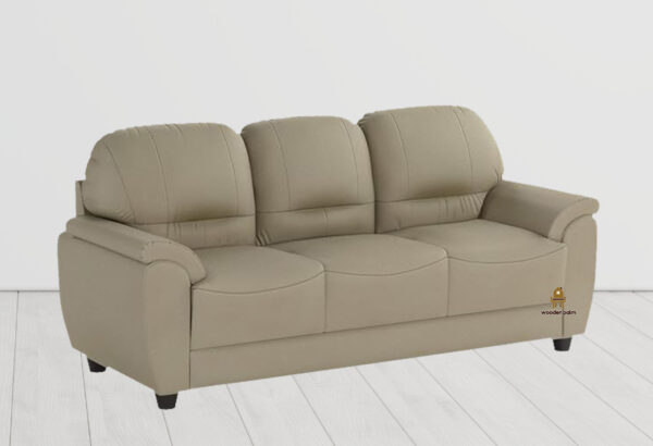 Webster 3 seater sofa (Leatherette, Ivory) - Image 3