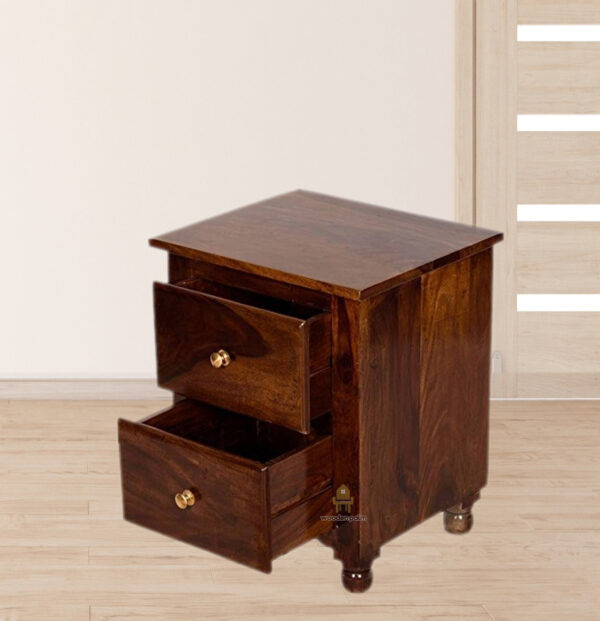 Minial wooden bedside table (2 drawer) - Image 4