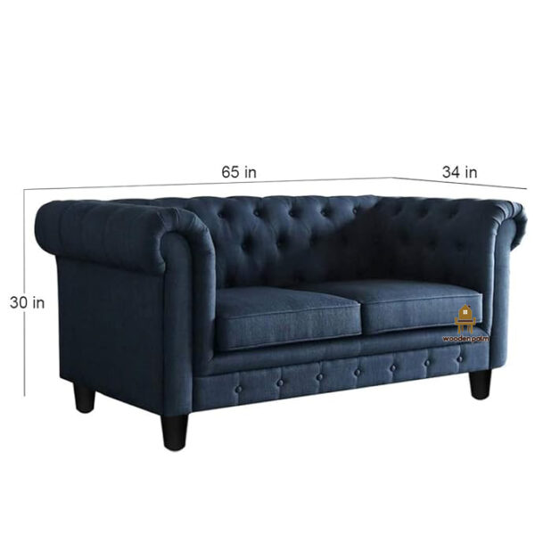 Heinrich 2 seater sofa (Cotton , Blue) - Image 3