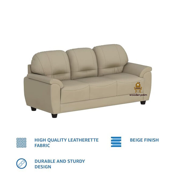 Webster 3 seater sofa (Leatherette, Ivory) - Image 6