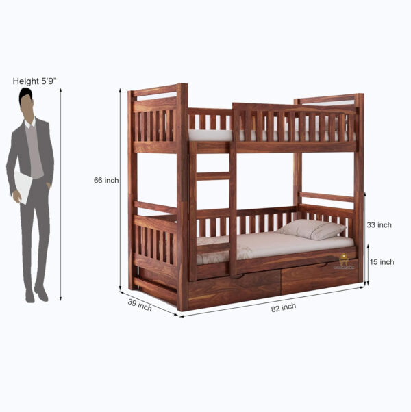 Frusheel Sheesham Wood Bunk Bed With Box Storage - Image 8