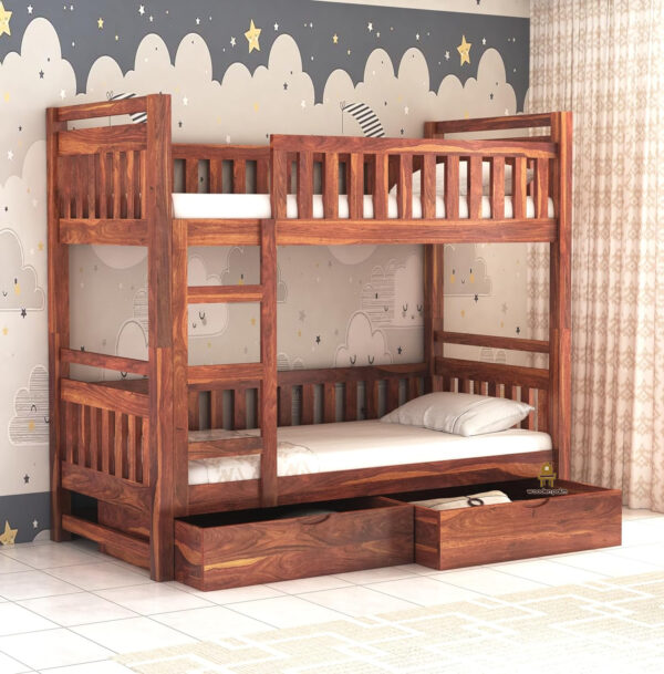 Frusheel Sheesham Wood Bunk Bed With Box Storage