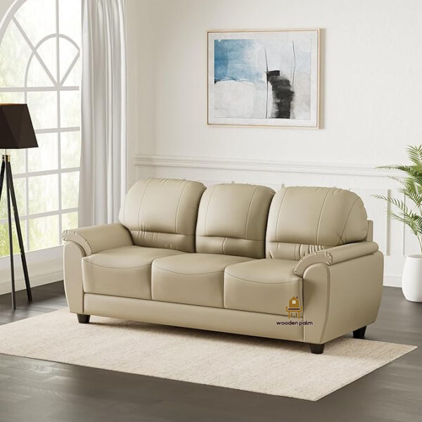 Webster 3 seater sofa (Leatherette, Ivory)