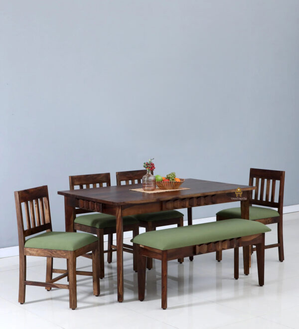 Mount 6 seater dining Set with bench - Image 2