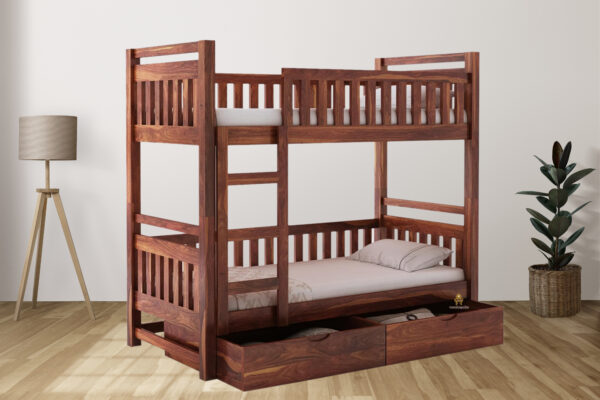 Frusheel Sheesham Wood Bunk Bed With Box Storage - Image 2