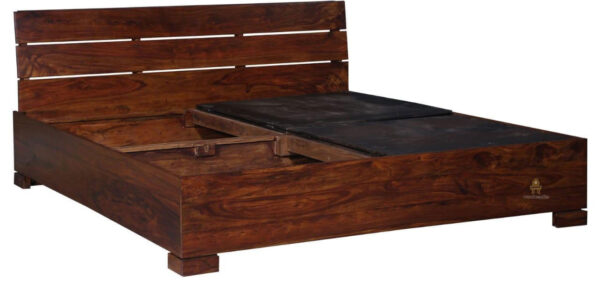 Pattas Sheesham Wood Bed With Box Storage (Queen Size) - Image 3