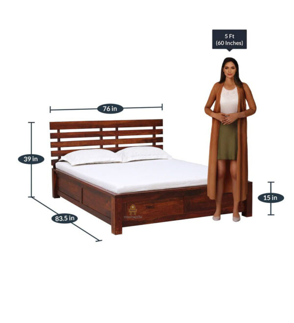 Pattas-thin Sheesham Wood Bed With Box Storage (King Size) - Image 11