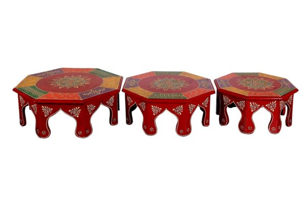 MDF Octagon wood Chawki (Red)