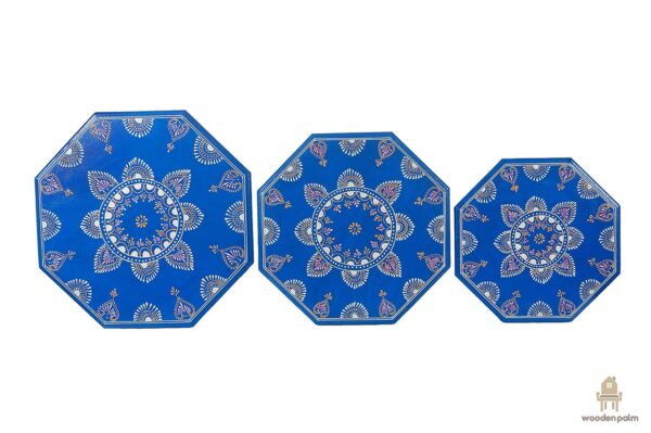 MDF Octagon wood Chawki (Blue) - Image 2