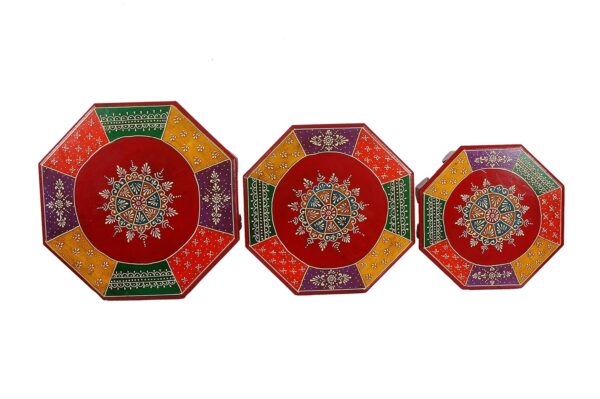 MDF Octagon wood Chawki (Red) - Image 6