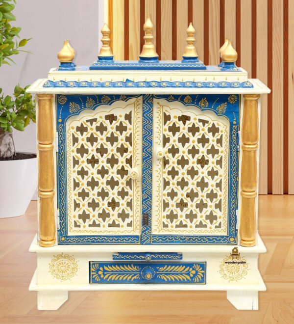 Multi Blue Wooden Home Temple