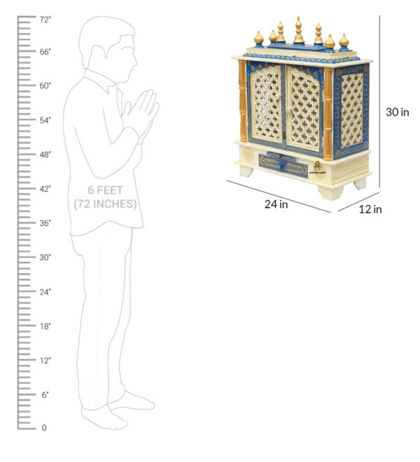 Multi Blue Wooden Home Temple - Image 5