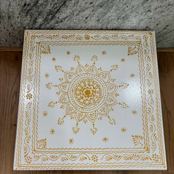 Wooden White Bajot Chawki for Pooja and Decor - Image 6