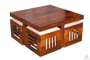 Halfo Sheesham Wood Coffee Table 4 seater (Honey finish)
