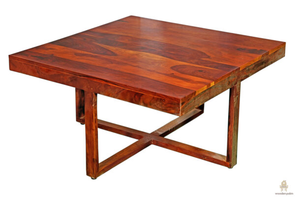 Halfo Sheesham Wood Coffee Table 4 seater (Honey finish) - Image 10