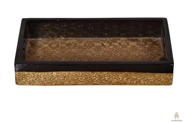 Wooden metal brass tray - Image 3