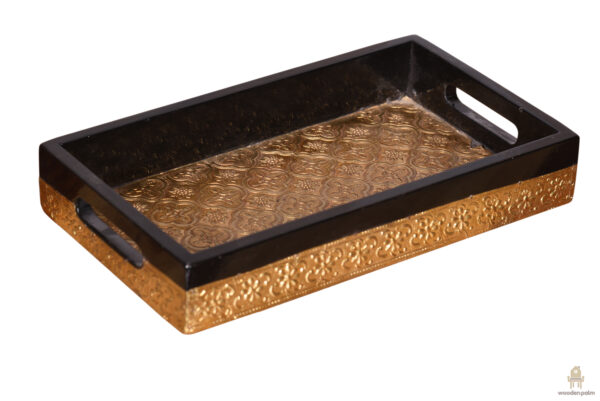 Wooden metal brass tray - Image 4