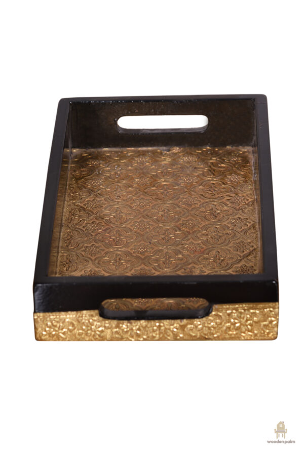 Wooden metal brass tray - Image 5