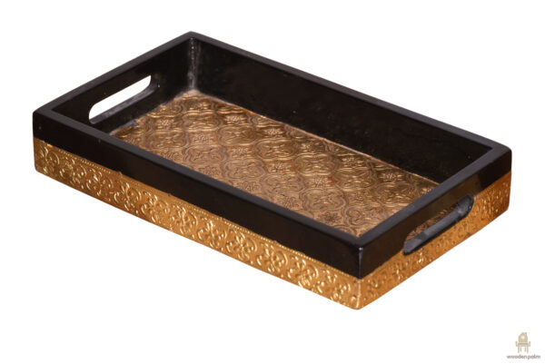 Wooden metal brass tray - Image 6