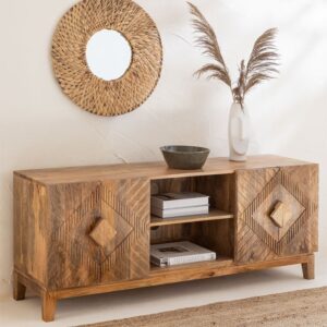 Trivia Mango wood TV unit with drawers and storage