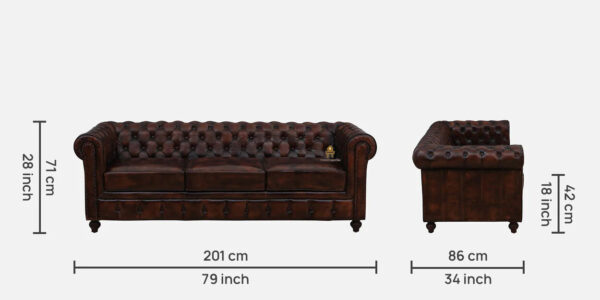 Buttock 3 Seater Leather Sofa - Image 7