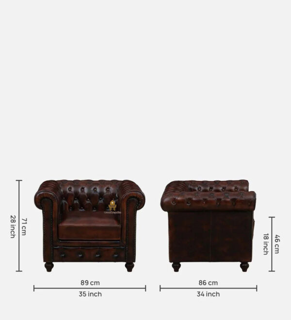 Buttock 1 Seater Leather Sofa - Image 4