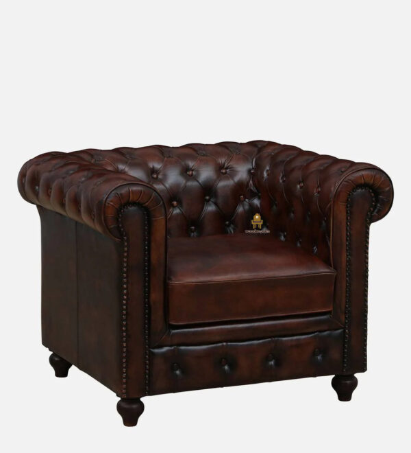 Buttock 1 Seater Leather Sofa - Image 9