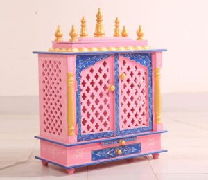 Multi Baby Pink Wooden Home Temple