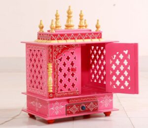 Multi Pink Wooden Home Temple